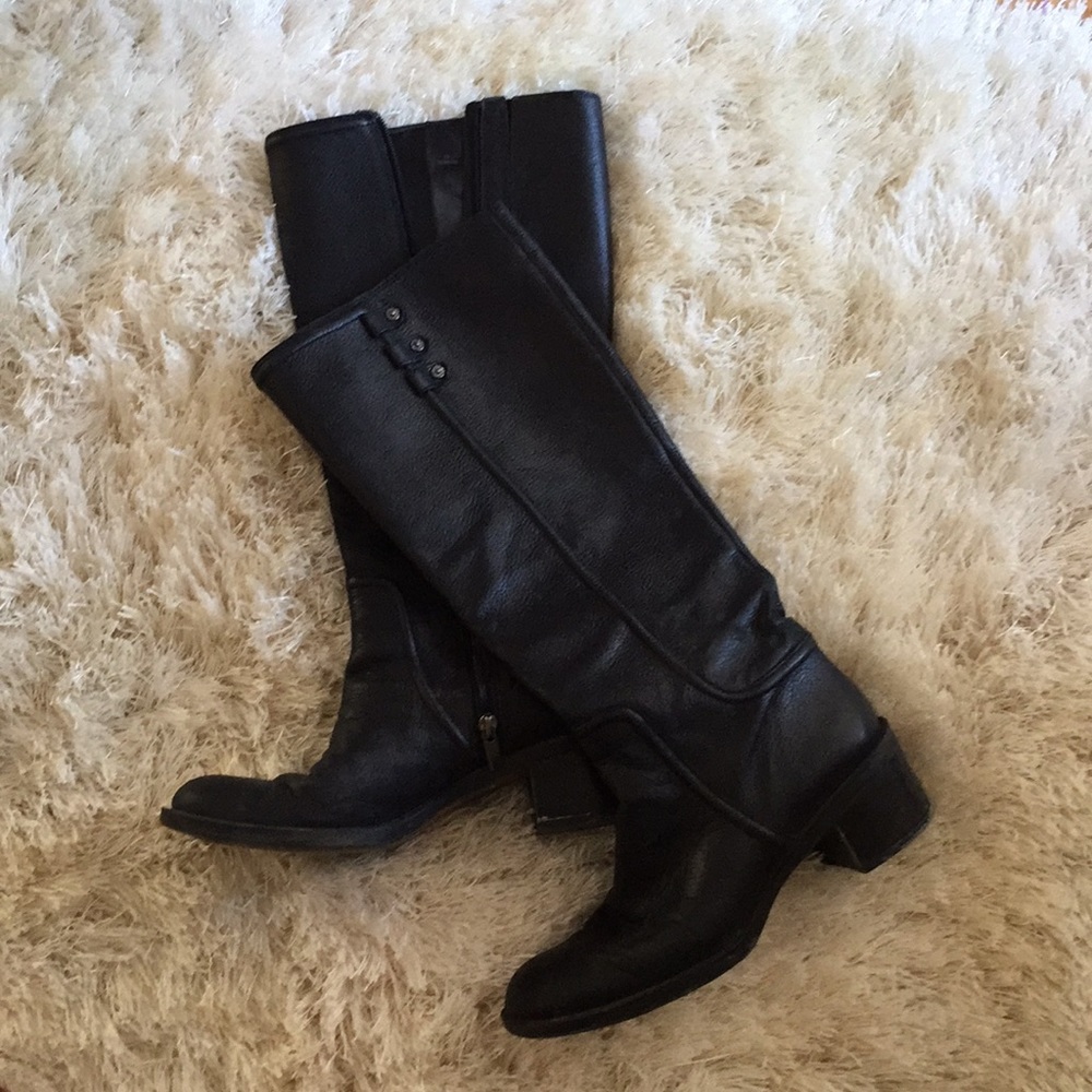 Black leather boots